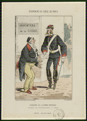 Souvenirs du siège de Paris. Cavalerie de la garde nationale. Escadron des Commissaires à cheval.