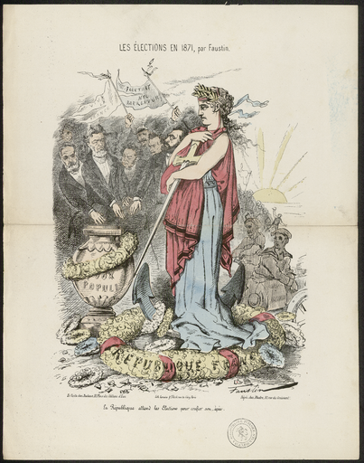 Les élections en 1871, par Faustin. La République attend les élections pour confier son épée