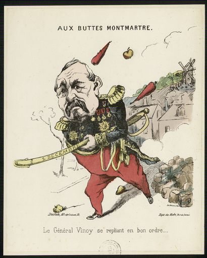 Aux buttes Montmartre. Le général Vinoy se repliant en bon ordre...