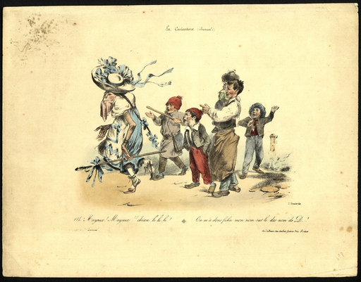 La Caricature (Journal). Ah Mayeux! Mayeux!! chian li li li!... On m'a donc fichu mon nom sur le dos nom de D..!