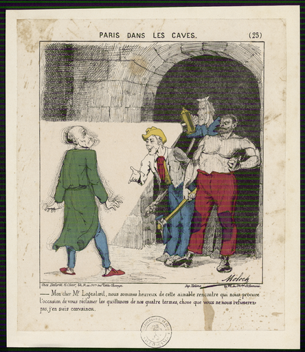 Mon cher M.r Logealoeil, nous sommes heureux de cette aimable rencontre qui nous procure l'occasion de vous réclamer les quittances de nos quatre termes...