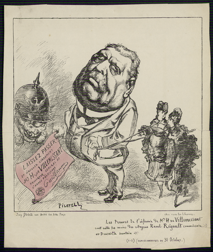 Les preuves de l'infamie de M.r H. de Villemessant sont entre les mains des citoyens Raoul Rigault commissaire (1) et Dacosta secrétaire (2)
