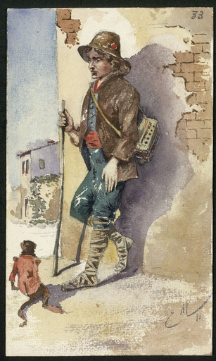 [Garçon à l'accordéon et son singe]
