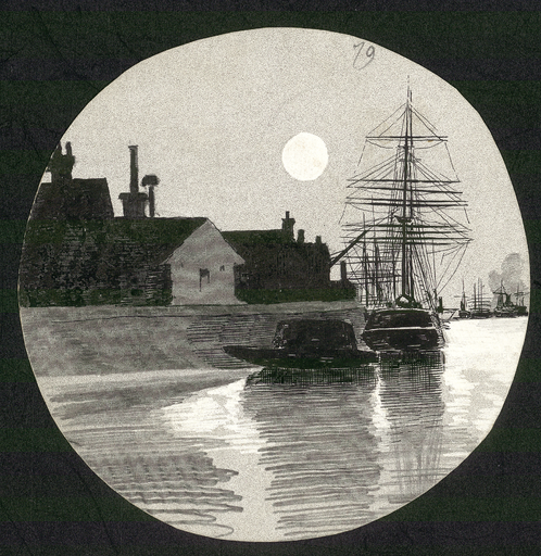 [Port au clair de lune] au recto, [Maisons au clair de lune] au verso