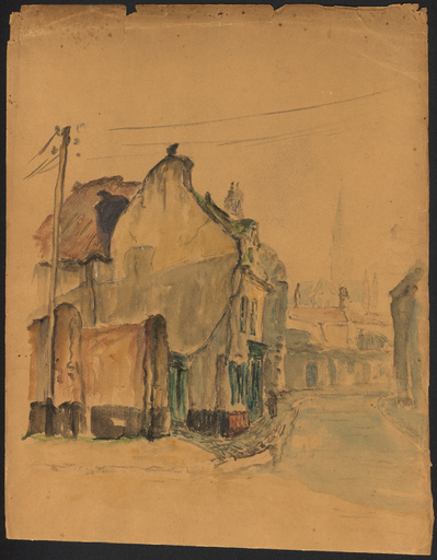 [Rue de Valenciennes avec vue sur Notre-Dame du Saint-Cordon]