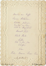 [Menu : décor de treille et vignettes estampées]