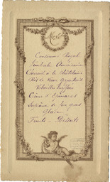 Menu [Angelot tenant une guirlande de roses]
