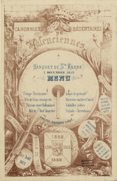 Banquet de S.te Barbe. 7 décembre 1875. Menu