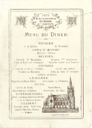 Fête de la Consécration de l'église S.t-Saulve : menu du dîner