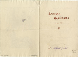 Banquet Harpignies 10 juin 1897 [Menu]