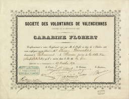 Société des Volontaires de Valenciennes fondée le 12 Septembre 1866 [brevet de tir]