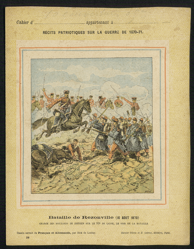 Bataille de Rezonville (16 août 1870). Charge des houzards de Ziethen sur le 93e de ligne, le soir de la bataille.