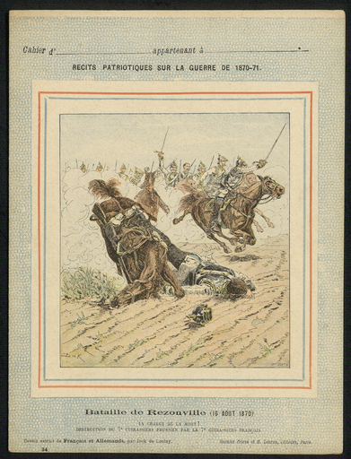 Bataille de Rezonville (16 août 1870). La charge de la mort ! Destruction du 7e cuirassiers prussien par le 7e cuirassiers français.