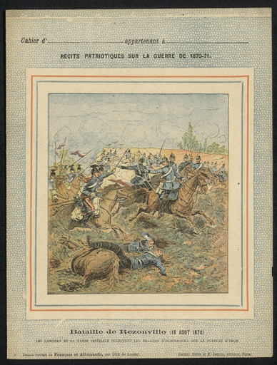 Bataille de Rezonville (16 août 1870). Les lanciers de la Garde impériale culbutent les dragons d'Oldenbourg sur le plateau d'Yron.