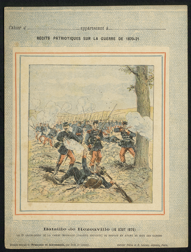 Bataille de Rezonville (16 août 1870). Le 2e grenadiers de la Garde impériale (colonel Lecointe) se dispose en avant du bois des Ognons.