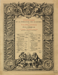 Centenaire de la Fondation des Académies de Valenciennes : fête du 17 décembre 1885... [ : programme]