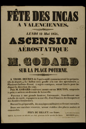 Fêtes des Incas à Valenciennes, lundi 12 mai 1851 : ascension aérostatique de M. Godard