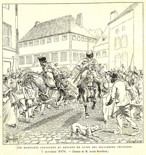 Les habitants conspuent et mettent en fuite des éclaireurs prussiens 7 octobre 1870. La défense de Rambervillers