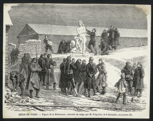 Siège de Paris. Figure de la Résistance, exécutée en neige par M. Falguière, le 9 décembre, au bastion 85