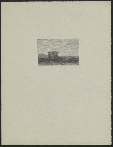 [Paysage avec un temple hexastyle au fronton en ruine]