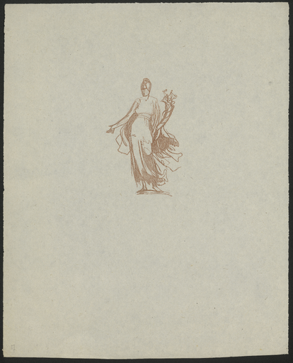[Croquis de la figure féminine de l'Abondance tenant sa corne dressée]