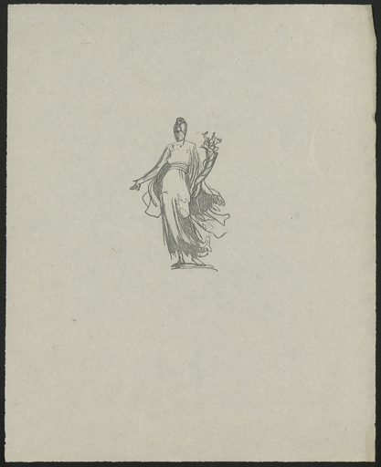 [Croquis de la figure féminine de l'Abondance tenant sa corne dressée]