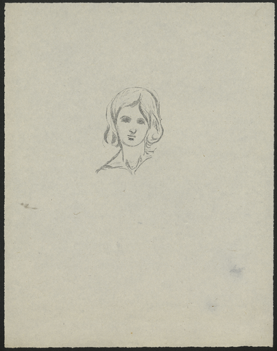 [Croquis d'un portrait de jeune fille aux cheveux ondulés]
