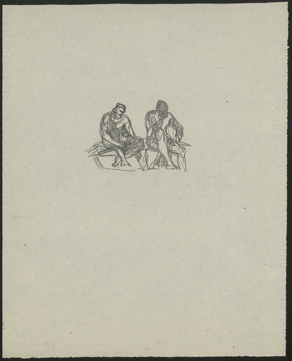 [Croquis de deux personnes assises sur un mur]