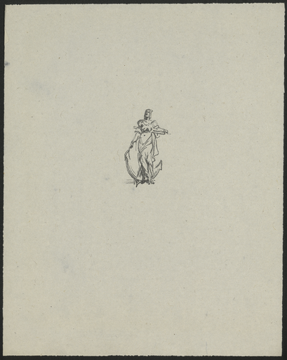 [Croquis d'une figure féminine sur une ancre de bateau]
