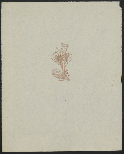 [Croquis d'une figure aux voiles virevoltants]