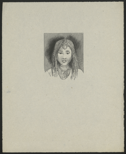 [Croquis du portrait de face d'une jeune Egyptienne]
