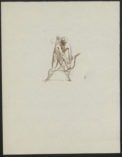 [Croquis d'un chasseur avec arc et carquois]