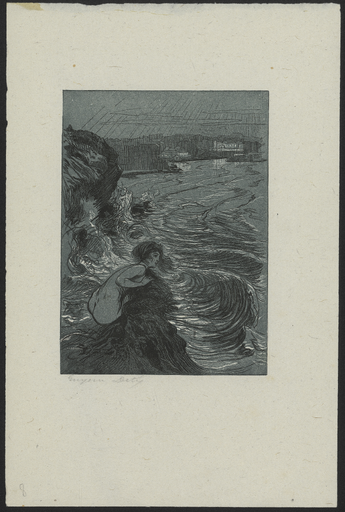 [La princesse sirène Agloophone regardant le clair de lune et la ville]
