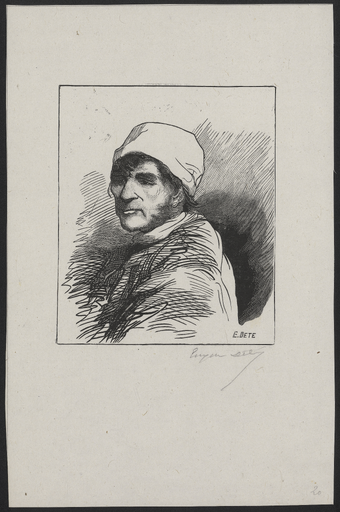 [Portrait d'homme de trois quart face portant un bonnet]