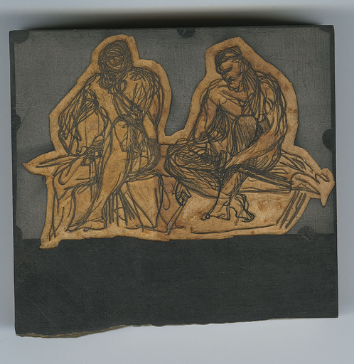 Matrice d'un [Croquis de deux personnes assises sur un mur]