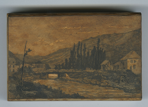Matrice d'une [Vallée avec rivière bordée de peupliers]