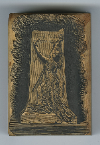 Matrice de [La France coloniale gravant le nom d'Armand Rousseau sur le socle du monument]