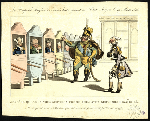 Le Poupard Anglo-Français haranguant son Etat-Major, le 19 mars 1815